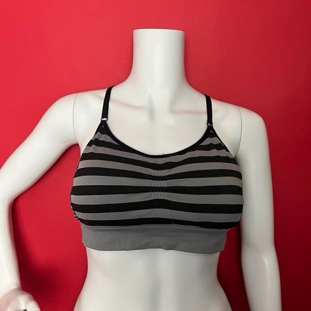 RBX / Black and grey horizontal stripes sports bra 🩶🖤​​​​​​